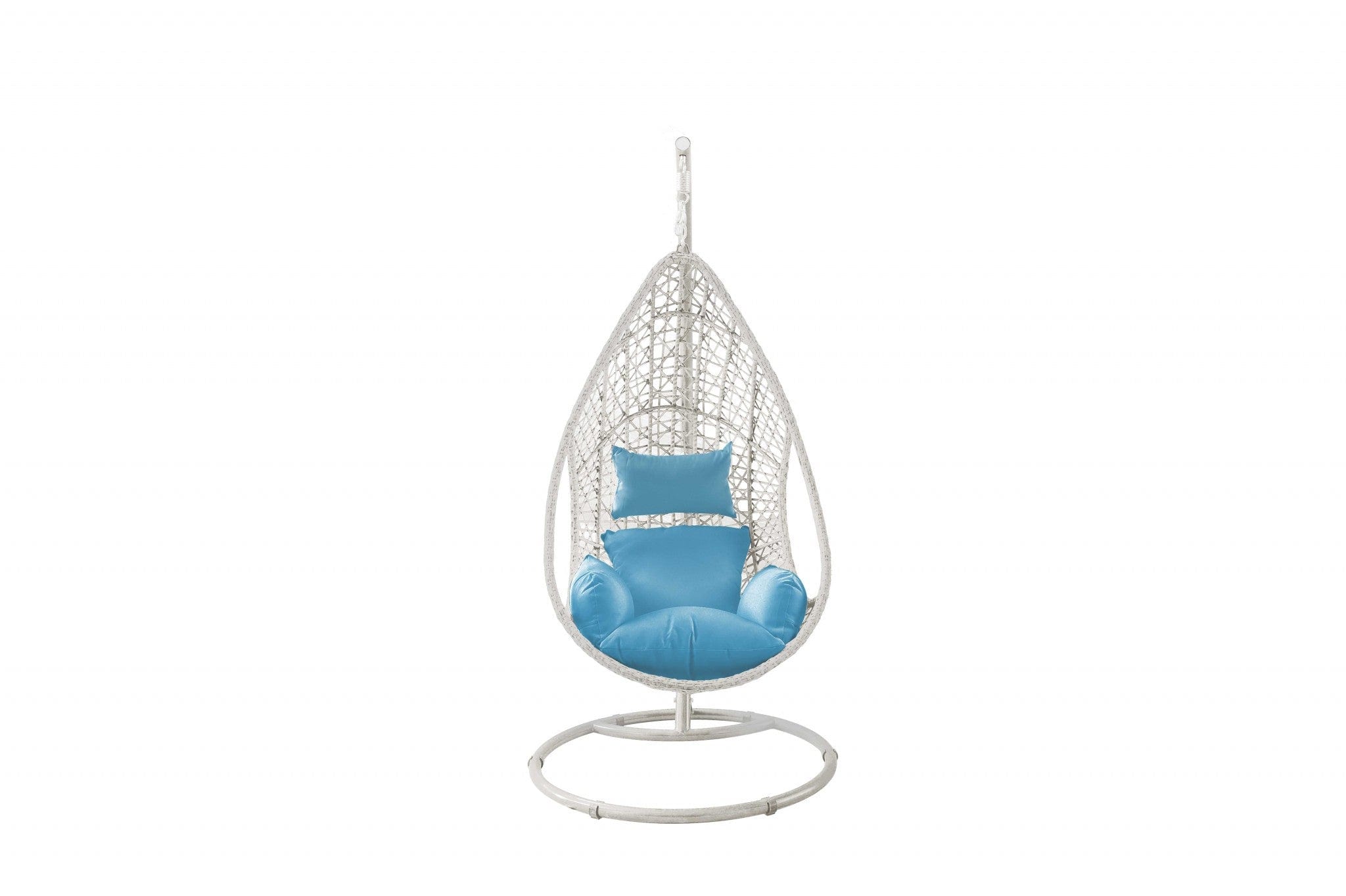 40" Blue and Steel stand finished Metal Outdoor Swing Chair with Blue Cushion - Homeroots - Flyclothing LLC