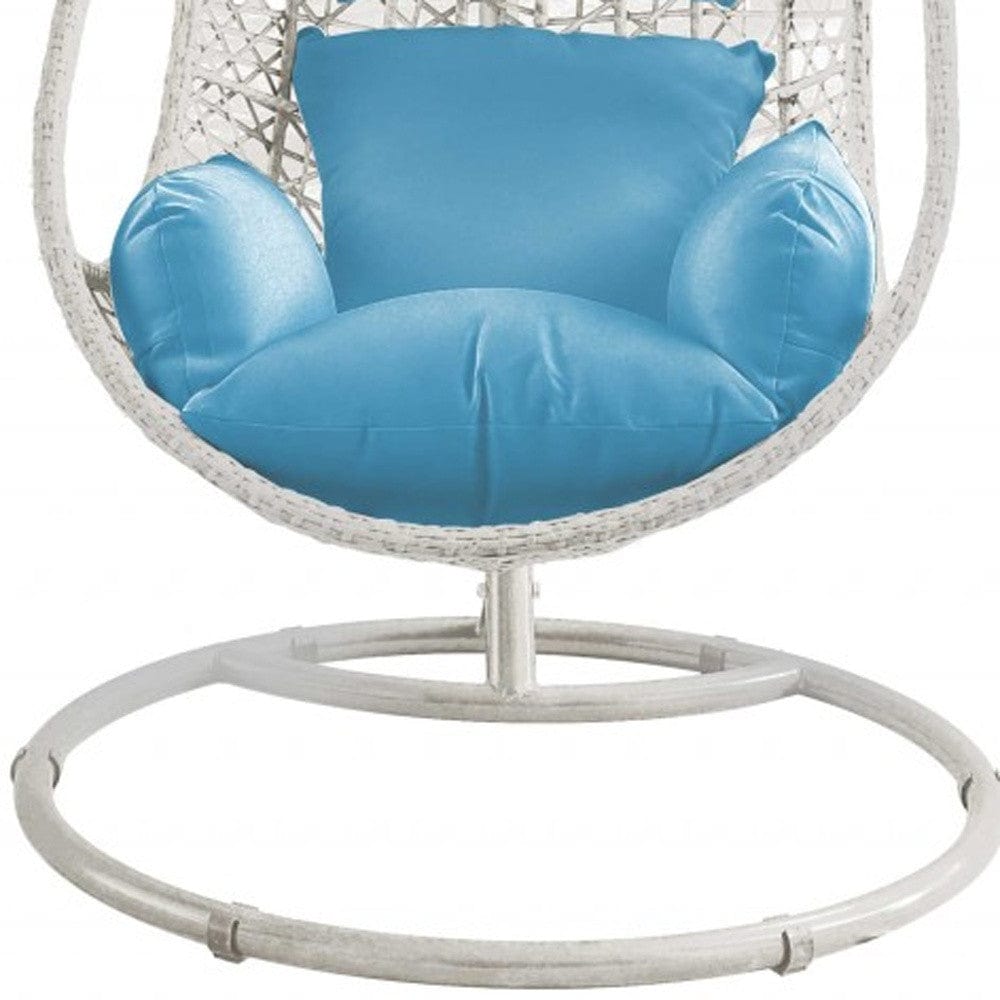 40" Blue and Steel stand finished Metal Outdoor Swing Chair with Blue Cushion - Homeroots - Flyclothing LLC