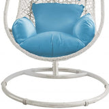 40" Blue and Steel stand finished Metal Outdoor Swing Chair with Blue Cushion - Homeroots - Flyclothing LLC