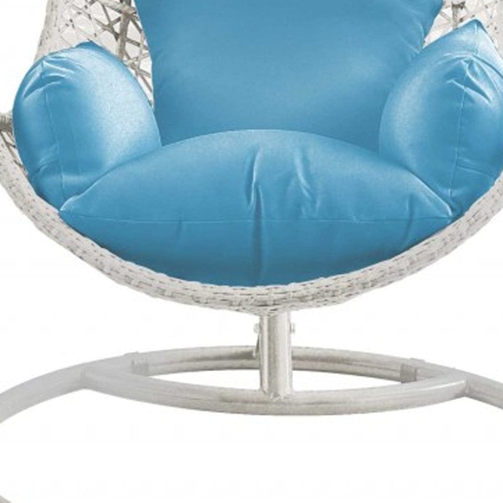 40" Blue and Steel stand finished Metal Outdoor Swing Chair with Blue Cushion - Homeroots - Flyclothing LLC