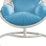 40" Blue and Steel stand finished Metal Outdoor Swing Chair with Blue Cushion - Homeroots - Flyclothing LLC