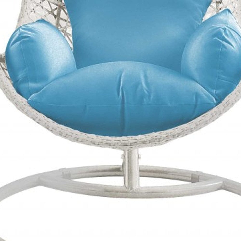 40" Blue and Steel stand finished Metal Outdoor Swing Chair with Blue Cushion - Homeroots - Flyclothing LLC