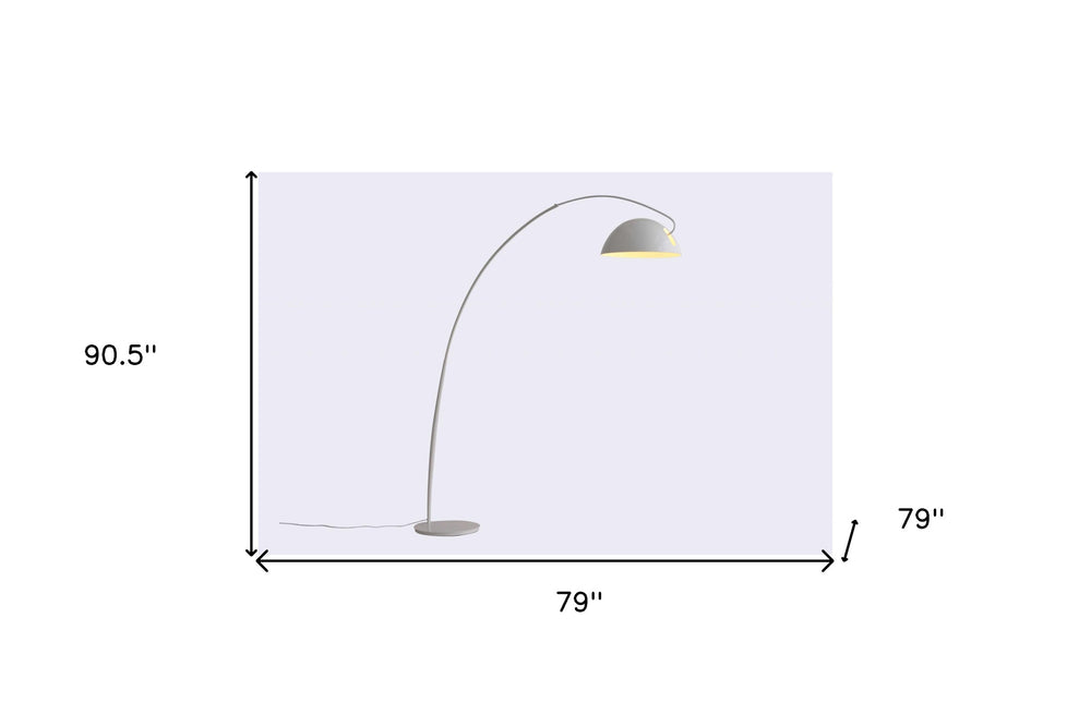 91" White Steel Arched Floor Lamp - Homeroots - Flyclothing LLC