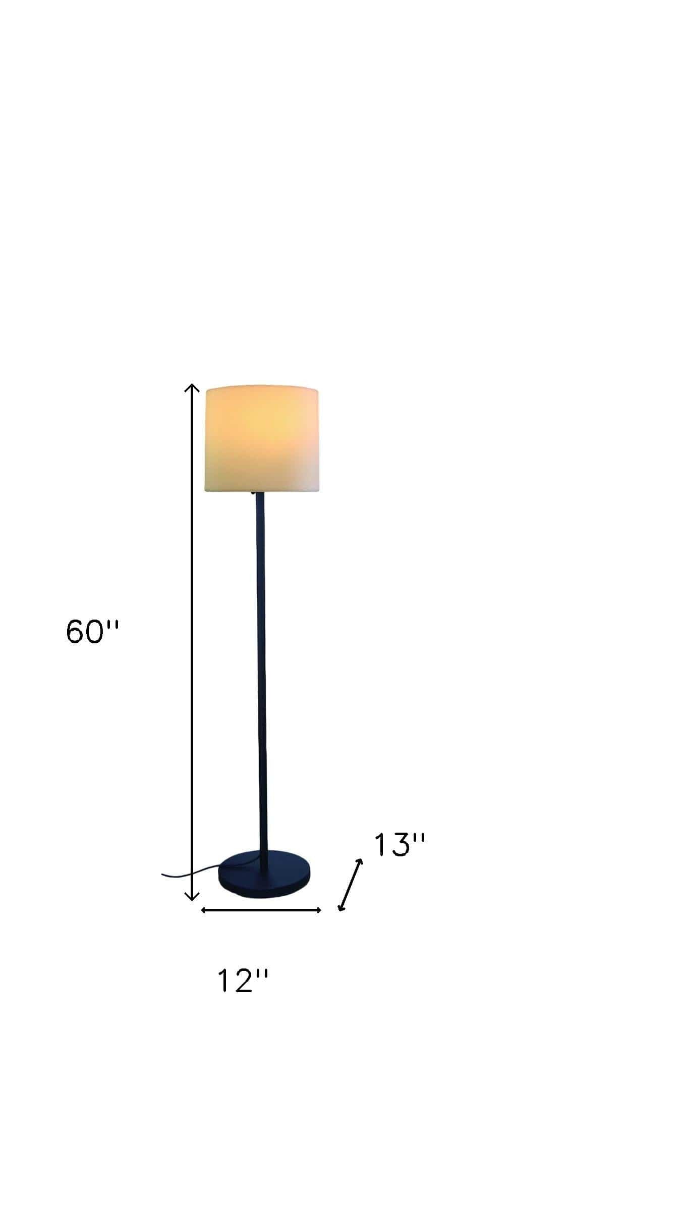 60" Traditional Shaped Floor Lamp With White Drum Shade - Homeroots