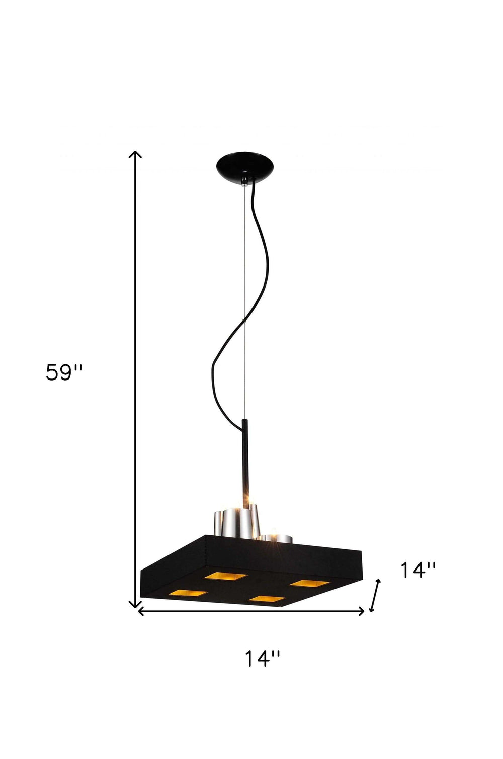 14 X 14 X 59 Black Stainless Steel Pendant Lamp - Homeroots - Flyclothing LLC