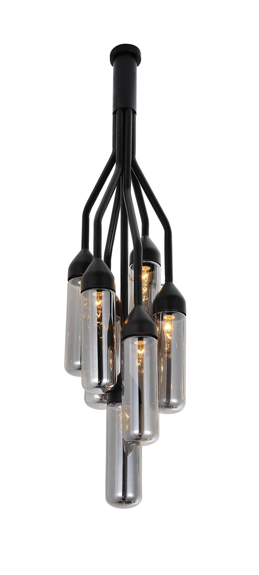 Shaded Empire Six Light Metal and Glass Flush Ceiling Light With Clear Shades - Homeroots