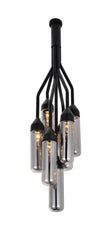 Shaded Empire Six Light Metal and Glass Flush Ceiling Light With Clear Shades - Homeroots