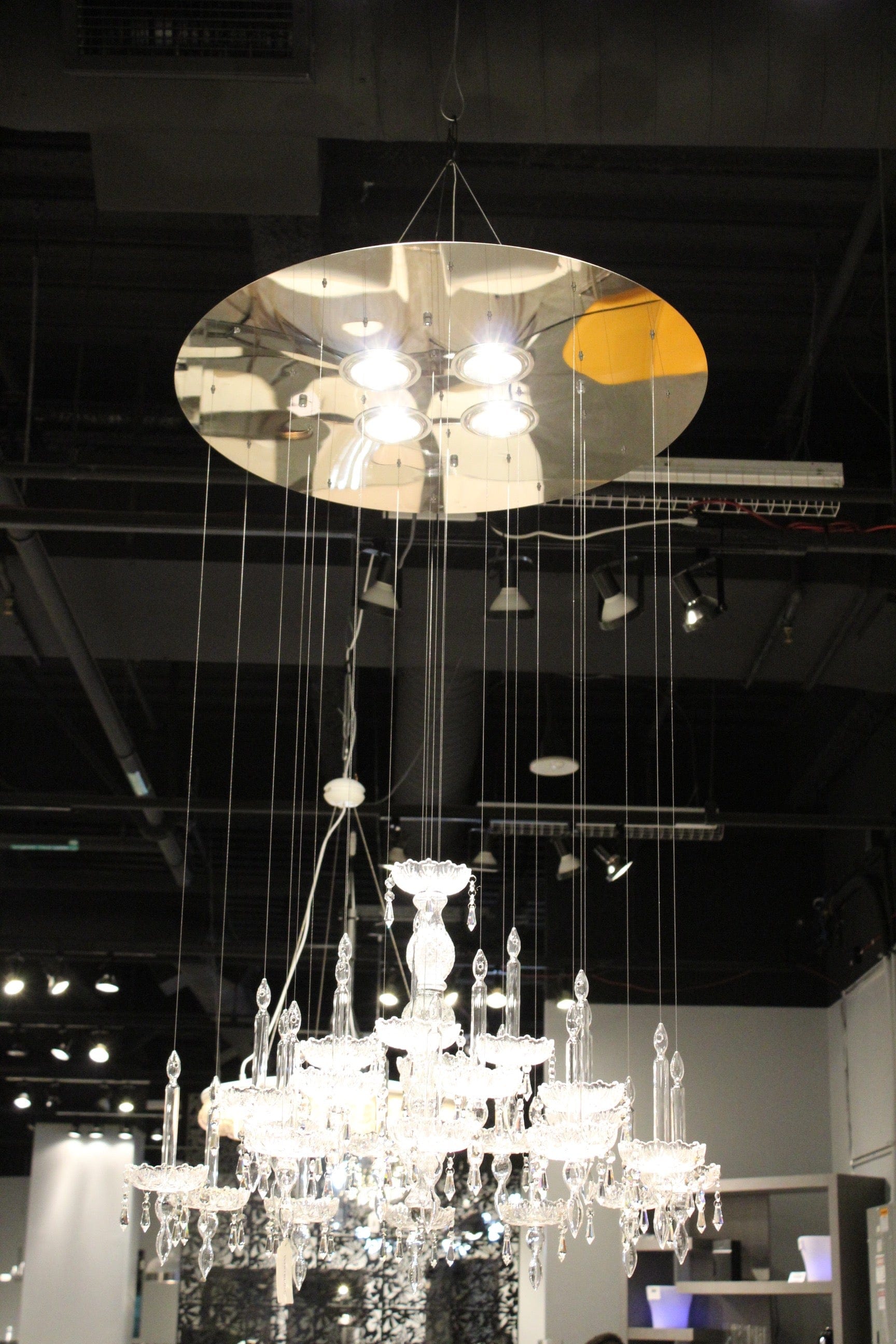 Clear Candle Style Four Light Metal and Glass Ceiling Light - Homeroots