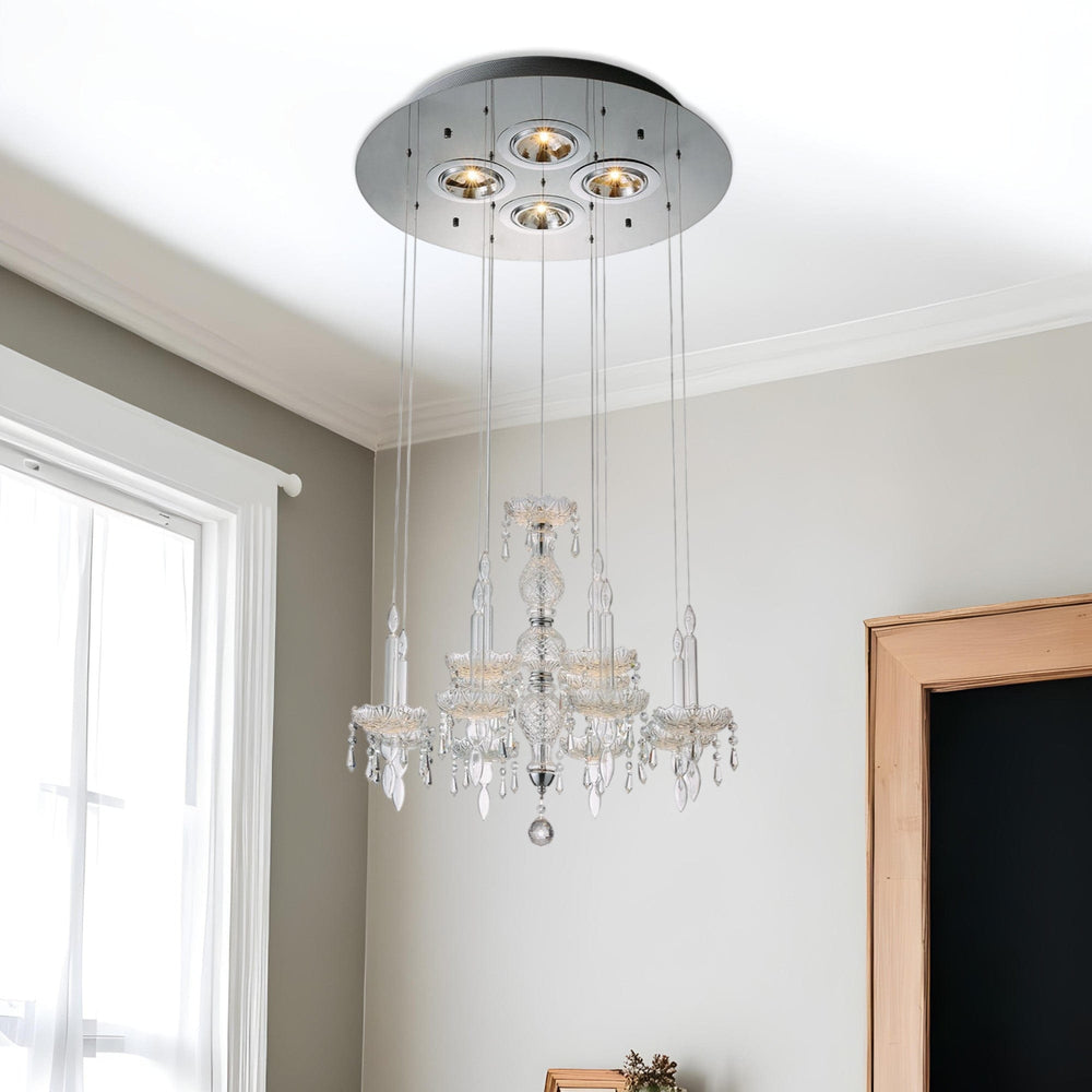 Clear Candle Style Four Light Metal and Glass Ceiling Light - Homeroots