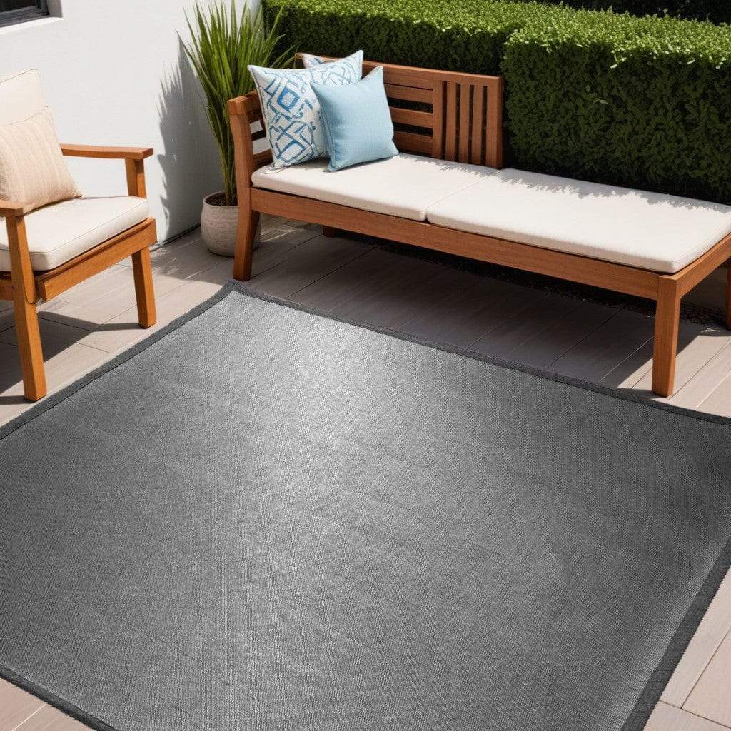 5' Charcoal Square Indoor Outdoor Area Rug - Homeroots - Flyclothing LLC