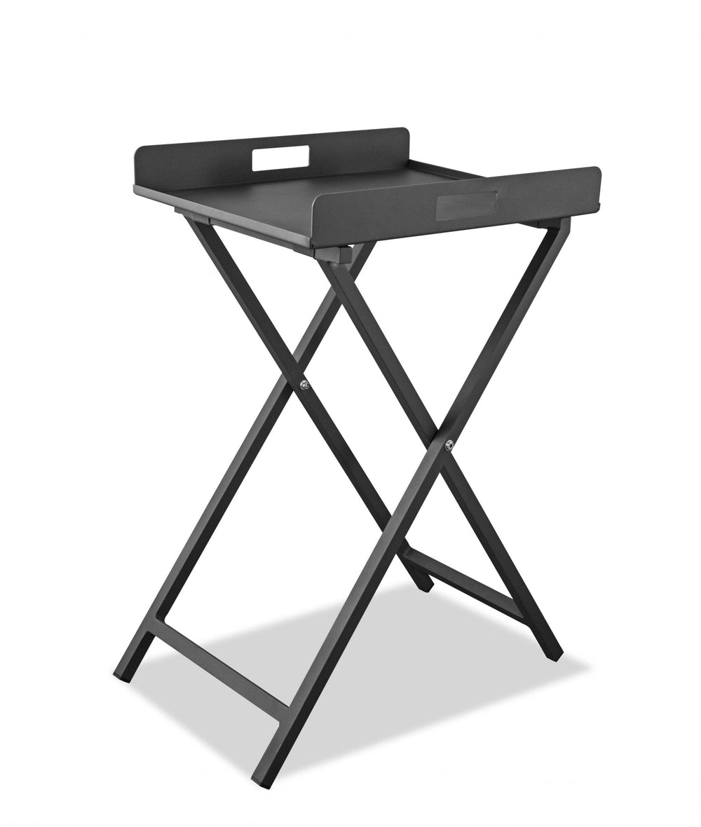Gray Aluminum Indoor Outdoor Tray Table - Homeroots