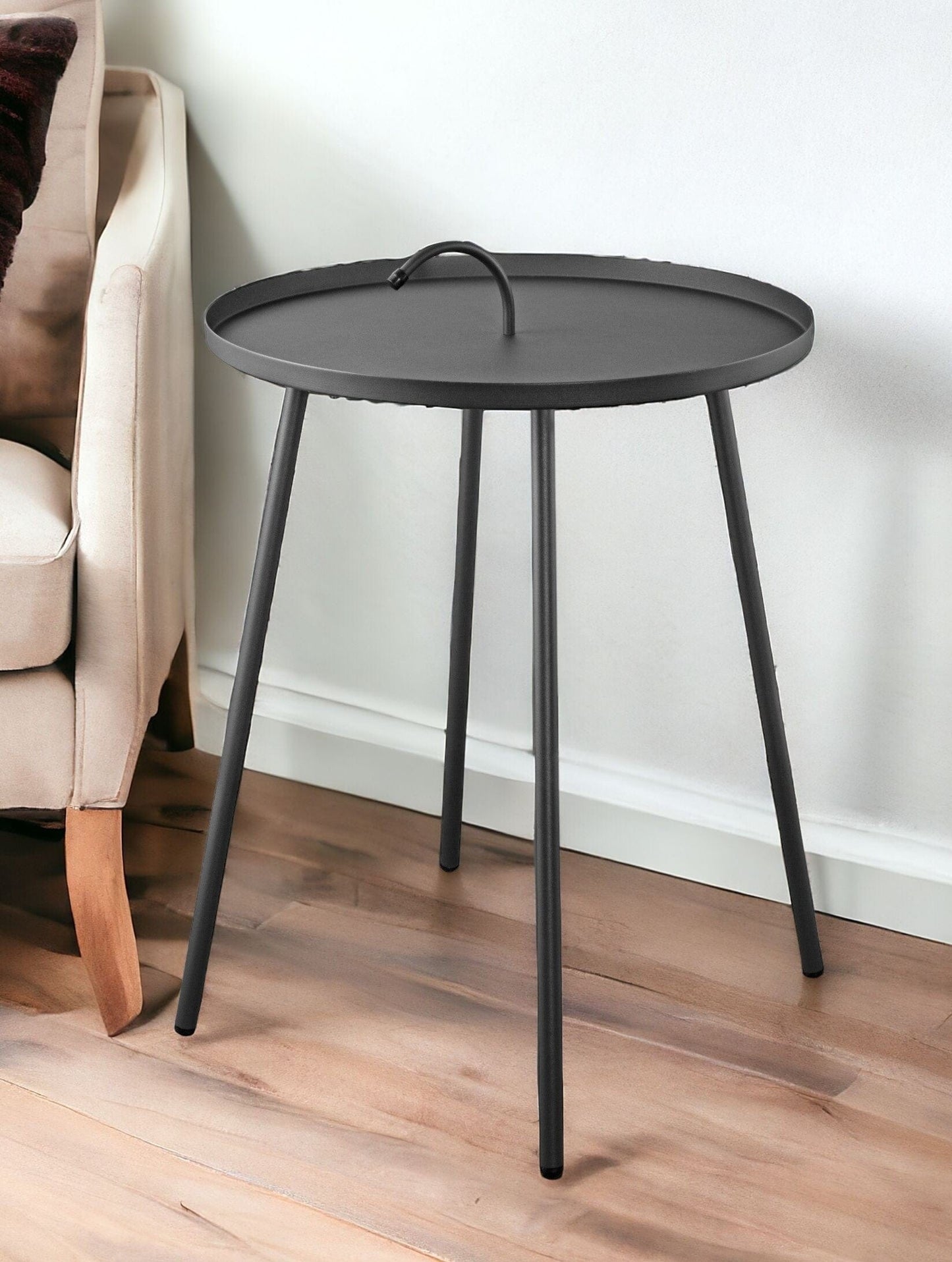 25" Gray Stainless Steel Round End Table - Homeroots - Flyclothing LLC