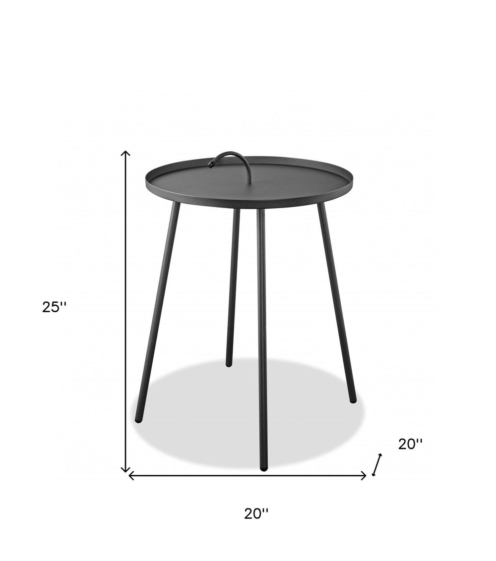 25" Gray Stainless Steel Round End Table - Homeroots