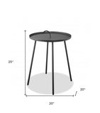25" Gray Stainless Steel Round End Table - Homeroots