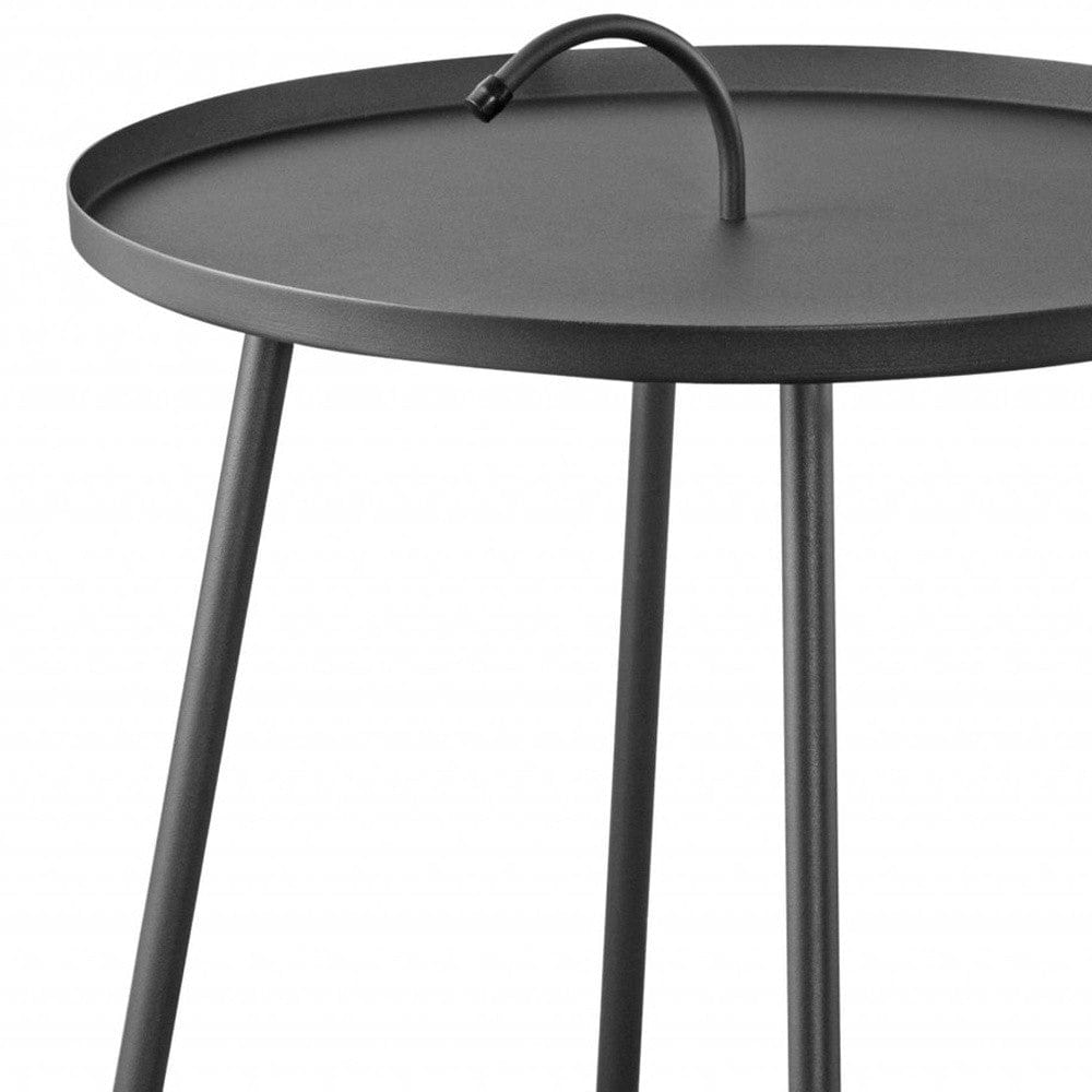 25" Gray Stainless Steel Round End Table - Homeroots - Flyclothing LLC