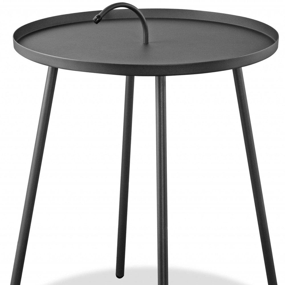 25" Gray Stainless Steel Round End Table - Homeroots - Flyclothing LLC