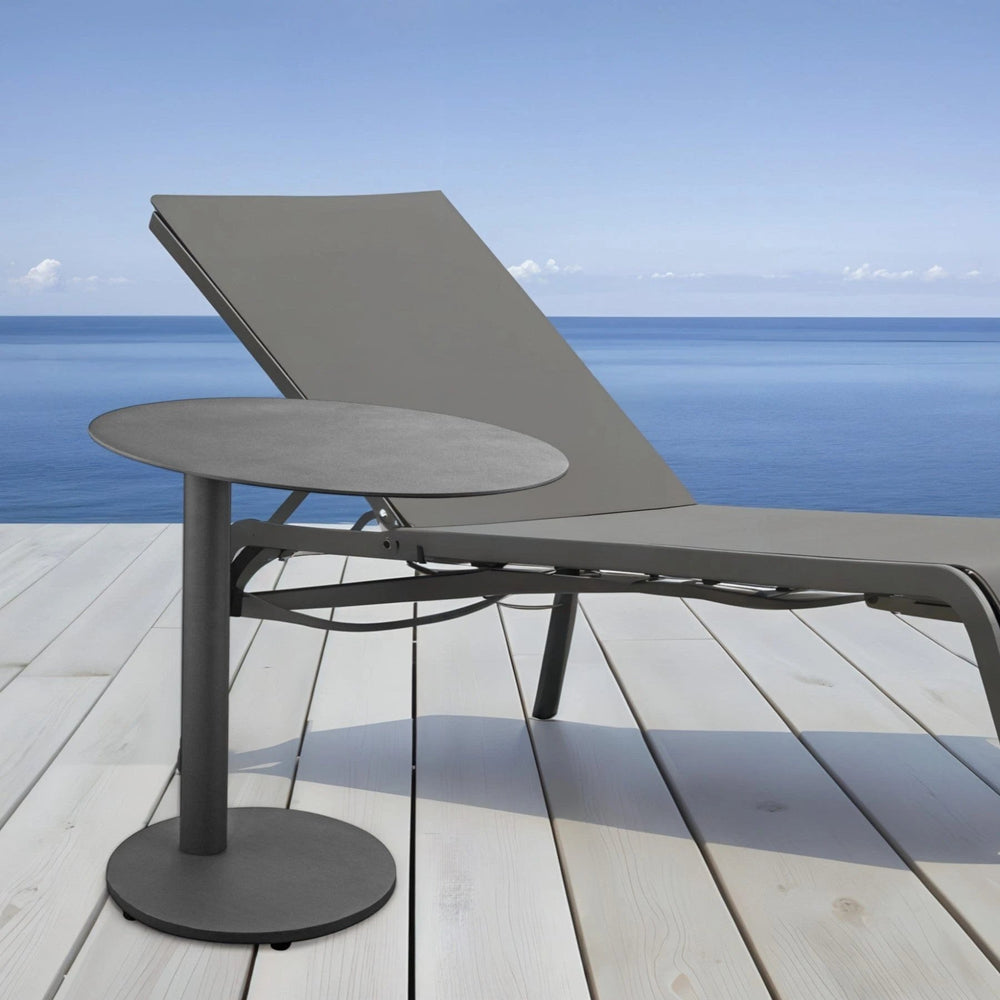 20" Gray Oval Aluminum Outdoor Side Table - Homeroots