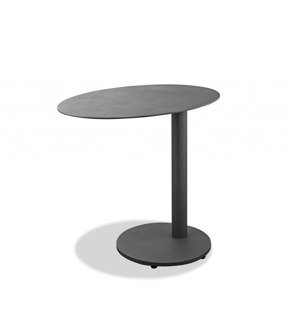 20" Gray Oval Aluminum Outdoor Side Table - Homeroots - Flyclothing LLC