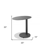 20" Gray Oval Aluminum Outdoor Side Table - Homeroots - Flyclothing LLC