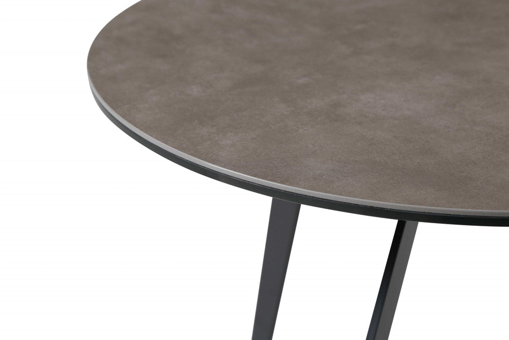 20" Black And Gray Ceramic Round End Table - Homeroots