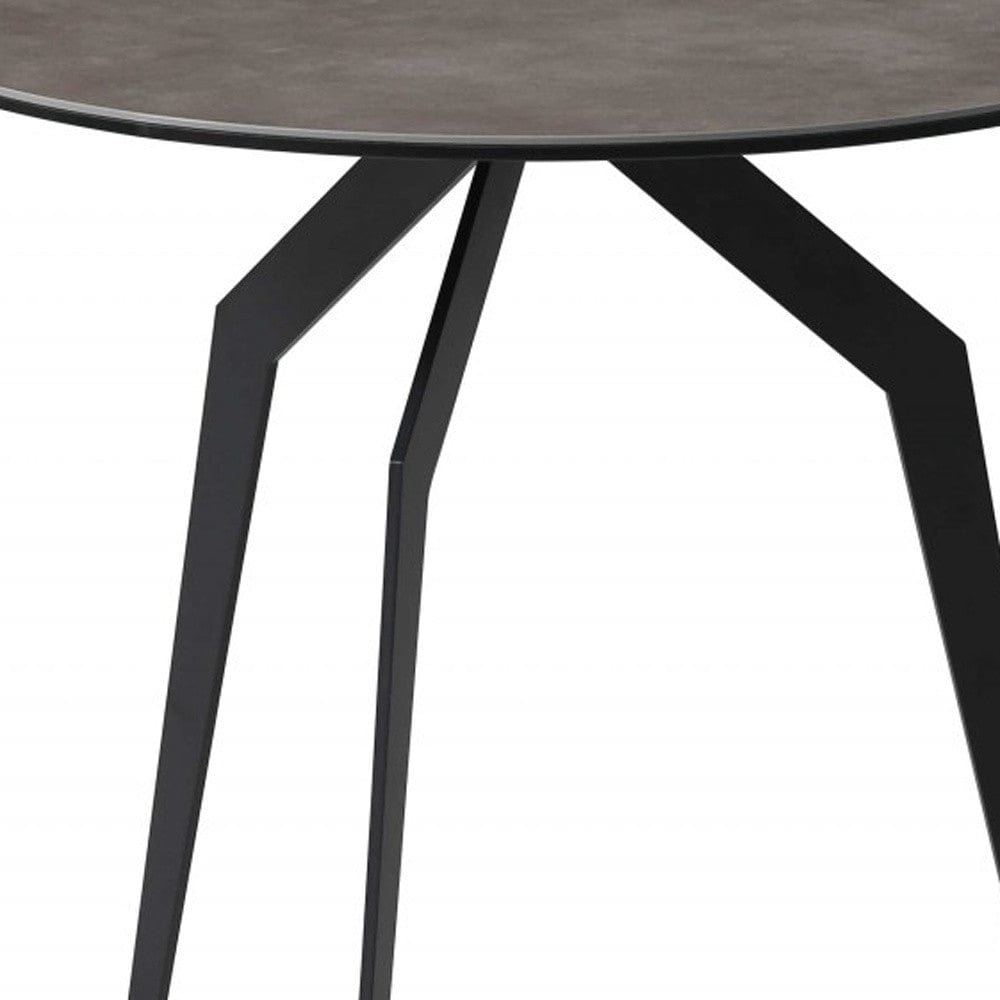 20" Black And Gray Ceramic Round End Table - Homeroots