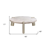 48" Gold And White Genuine Marble Round Coffee Table - Homeroots - Flyclothing LLC