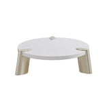 40" White And Gold Stainless Steel Round Coffee Table - Homeroots
