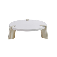 40" White And Gold Stainless Steel Round Coffee Table - Homeroots