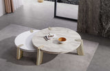 40" White And Gold Stainless Steel Round Coffee Table - Homeroots - Flyclothing LLC