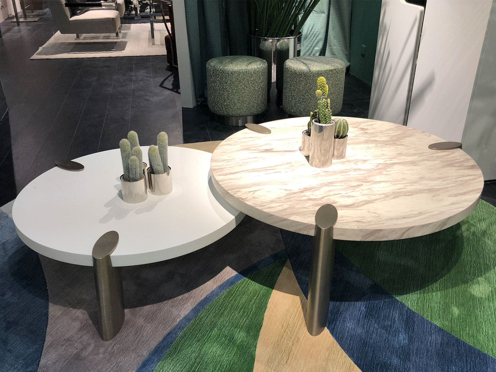 40" White And Gold Stainless Steel Round Coffee Table - Homeroots - Flyclothing LLC