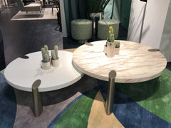 40" White And Gold Stainless Steel Round Coffee Table - Homeroots