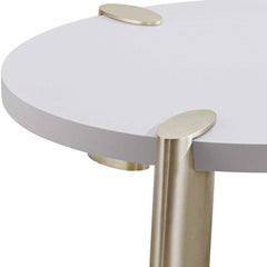 40" White And Gold Stainless Steel Round Coffee Table - Homeroots