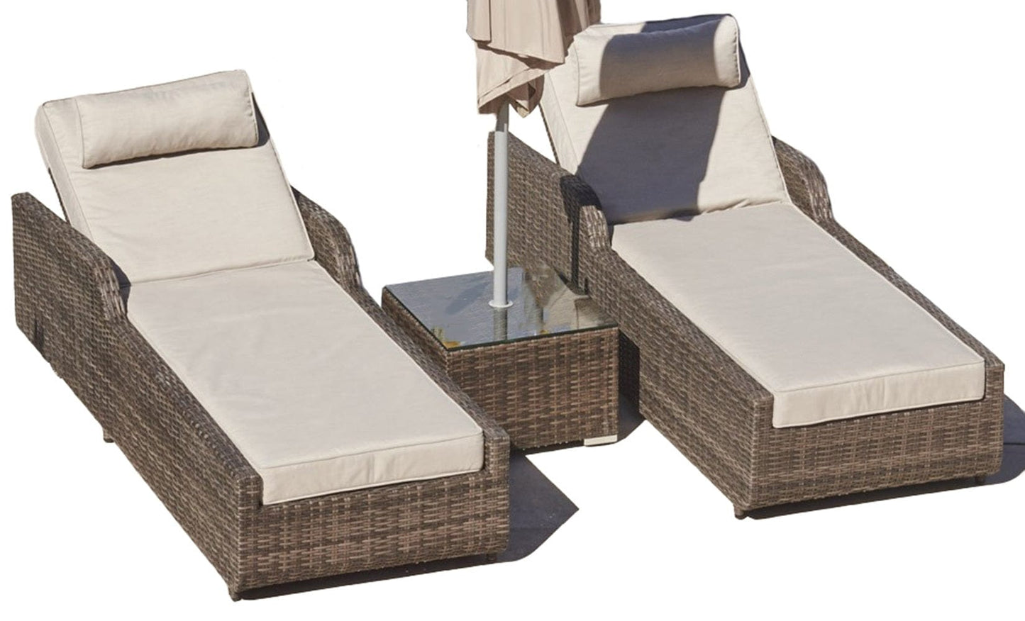 78" Set of Two Brown Indoor Outdoor Chaise Lounge with Beige Cushion - Homeroots - Flyclothing LLC