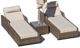 78" Set of Two Brown Indoor Outdoor Chaise Lounge with Beige Cushion - Homeroots - Flyclothing LLC