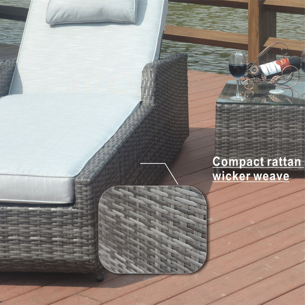 78" Set of Two Brown Indoor Outdoor Chaise Lounge with Beige Cushion - Homeroots