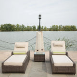 78" Set of Two Brown Indoor Outdoor Chaise Lounge with Beige Cushion - Homeroots - Flyclothing LLC