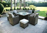 Nine Piece Clear and Gray Glass Dining Set - Homeroots - Flyclothing LLC