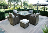 Nine Piece Clear and Gray Glass Dining Set - Homeroots - Flyclothing LLC