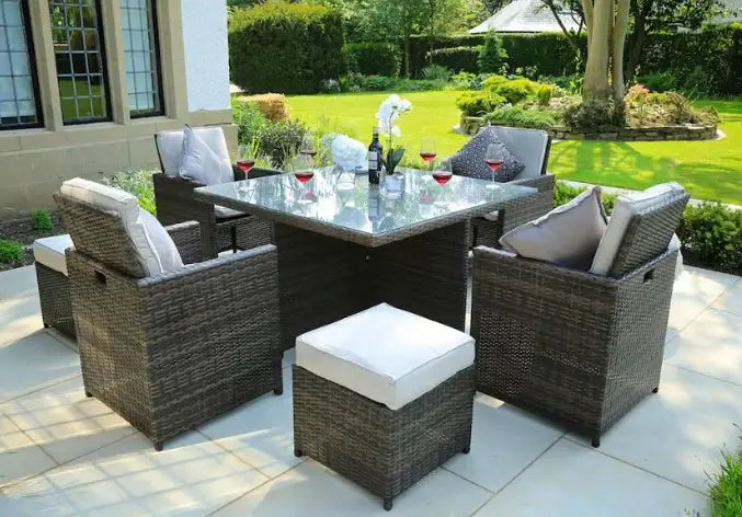 Nine Piece Clear and Gray Glass Dining Set - Homeroots - Flyclothing LLC