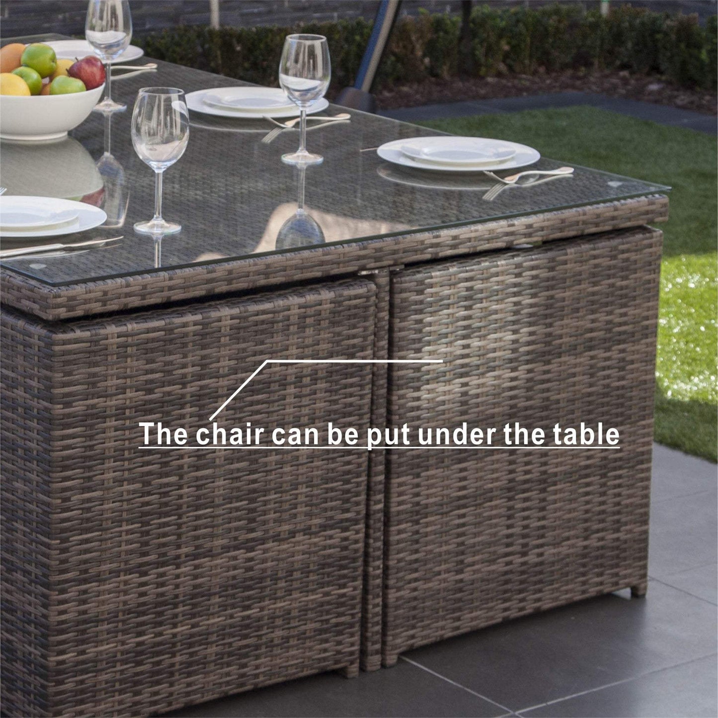 11 Piece Clear and Gray Glass Dining Set - Homeroots - Flyclothing LLC