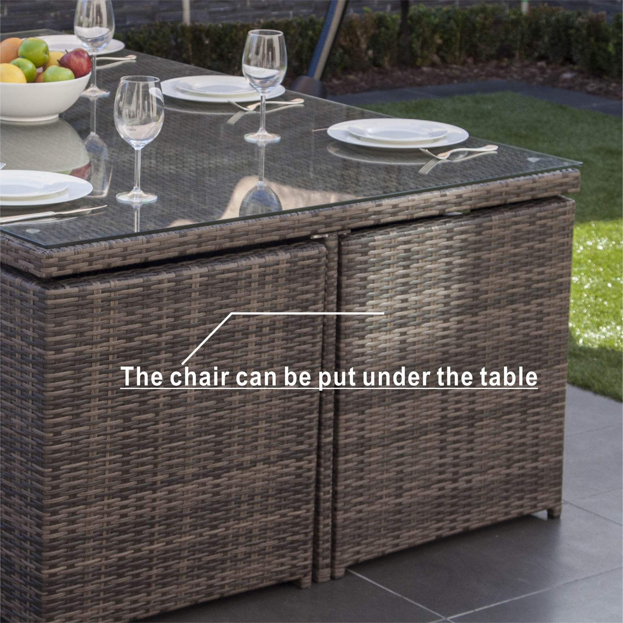 11 Piece Clear and Gray Glass Dining Set - Homeroots - Flyclothing LLC