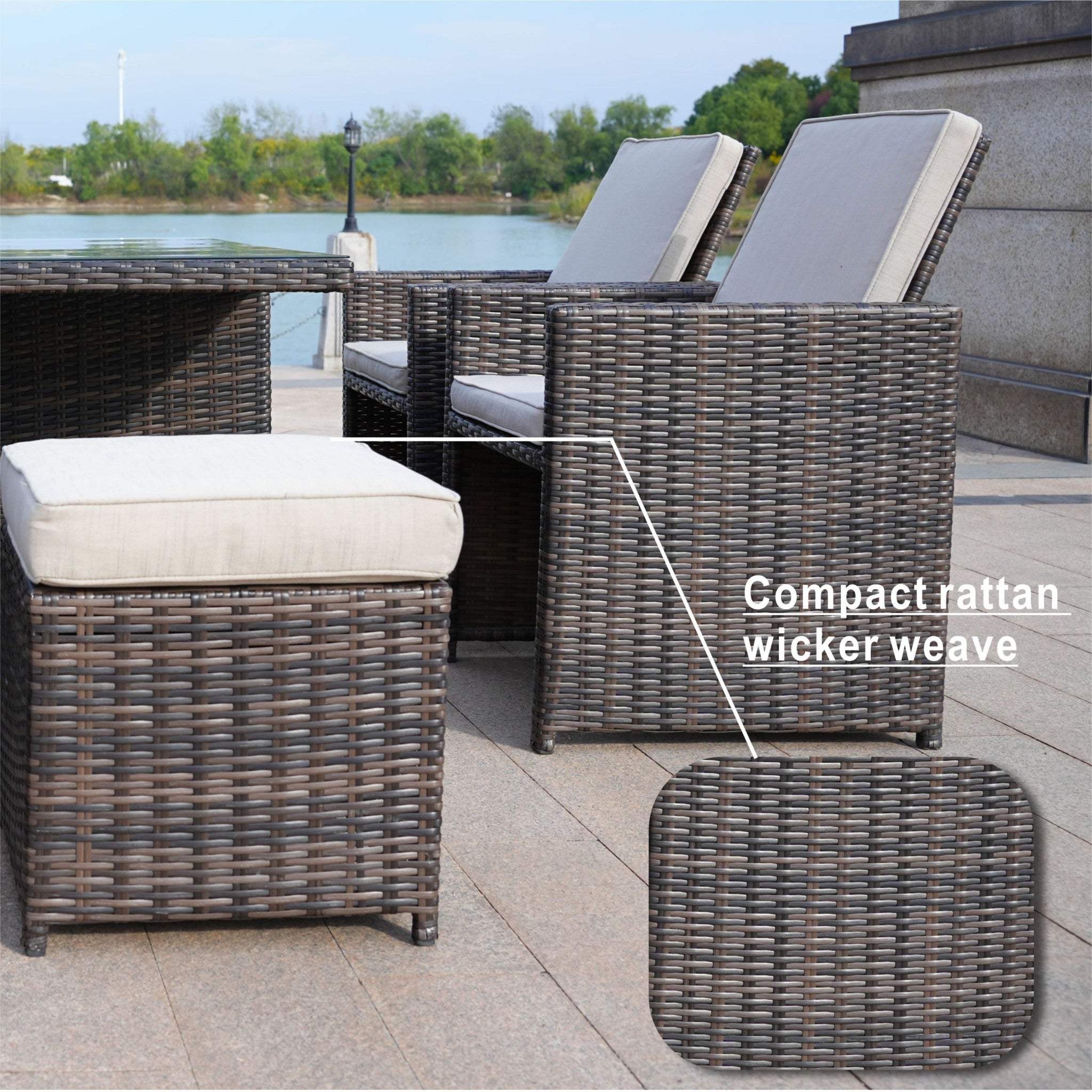 11 Piece Clear and Gray Glass Dining Set - Homeroots - Flyclothing LLC