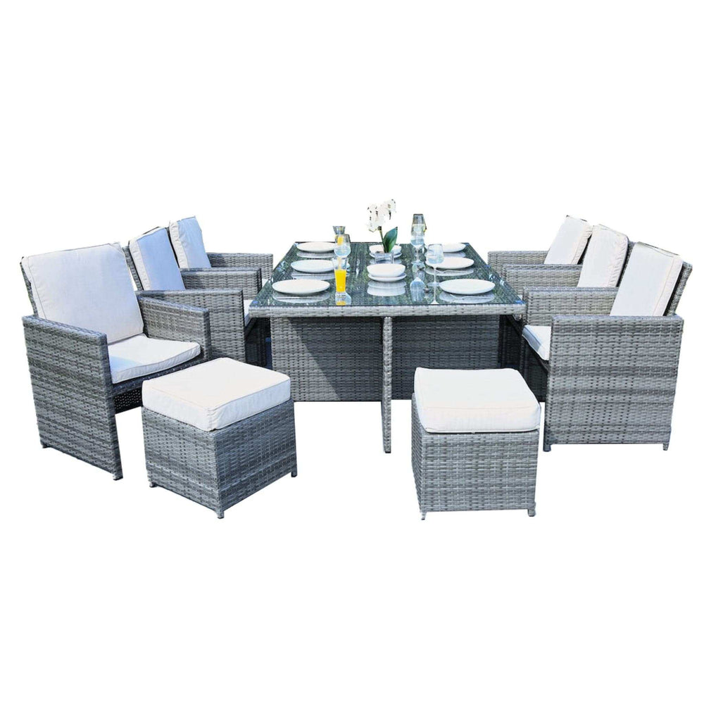 11 Piece Clear and Gray Glass Dining Set - Homeroots