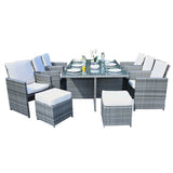 11 Piece Clear and Gray Glass Dining Set - Homeroots