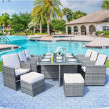 11 Piece Clear and Gray Glass Dining Set - Homeroots - Flyclothing LLC