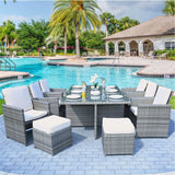 11 Piece Clear and Gray Glass Dining Set - Homeroots
