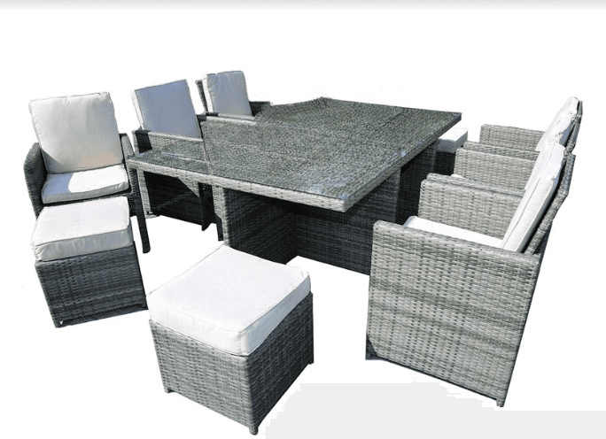 11 Piece Clear and Gray Glass Dining Set - Homeroots - Flyclothing LLC