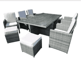 11 Piece Clear and Gray Glass Dining Set - Homeroots