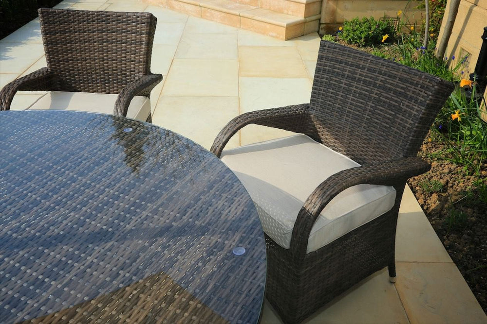 211" X 55" X 32" Brown 7Piece Outdoor Dining Set With Washed Cushion - Homeroots
