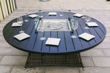 Brown Wicker Round Outdoor Fire Pit Dining Set With 8 Chairs - Homeroots - Flyclothing LLC